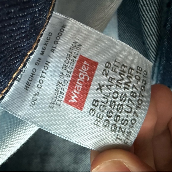 NWT Wrangler Regular Fit 38x29 Men’s Denim Jeans 100% Cotton - Picture 7 of 8